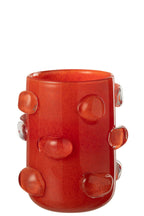 J-Line vaas Aruna - glas - rood - small - Ø 19 cm