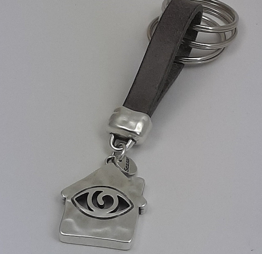 Sleutelhanger van leer Happy Home met Eye