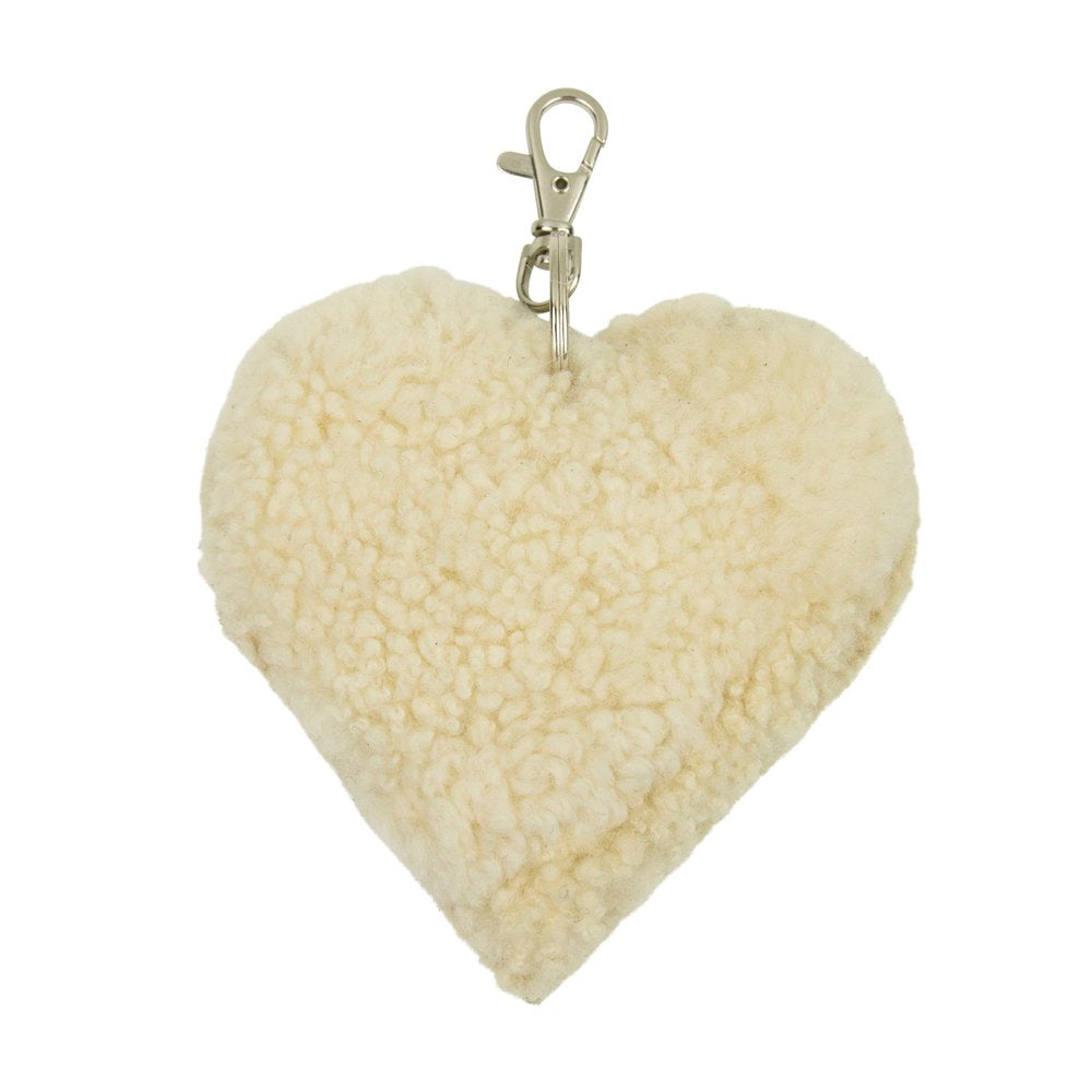 Schaap wit sleutelhanger hart 10cm