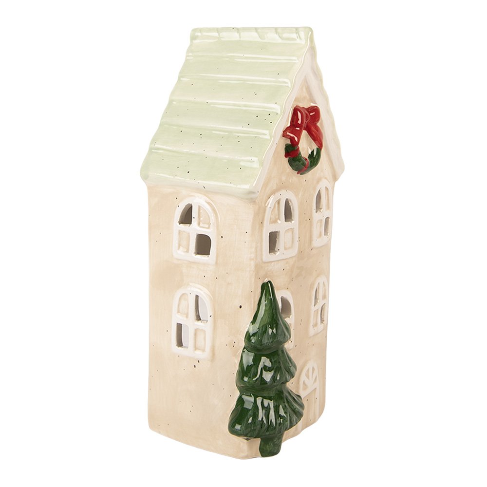 Waxinelichthouder Huis 9x8x20 cm Beige Keramiek