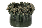 J-Line Bloempot met rozen - keramiek - petrolblauw - large