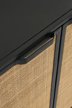 J-Line kast Rieten Panelen - hout - zwart/naturel