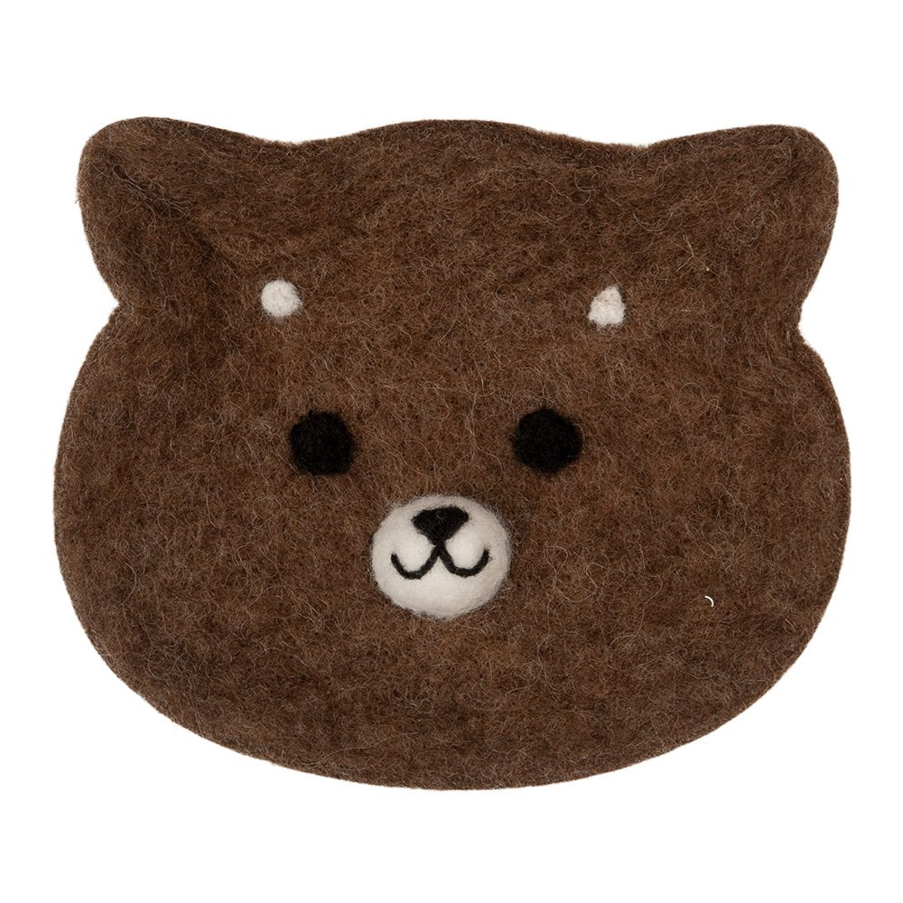 Decoratie schaal Beer 15x13x3 cm Bruin Vilt