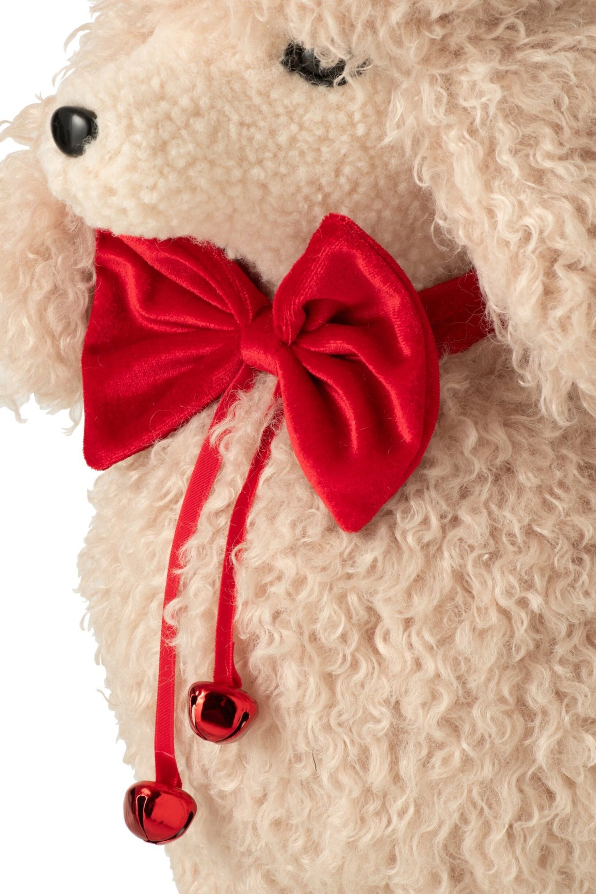 J-Line Poedelhond - stof - beige/kerstrood