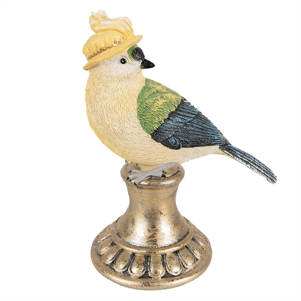 Decoratie Beeld Vogel 17 cm Blauw Geel Polyresin