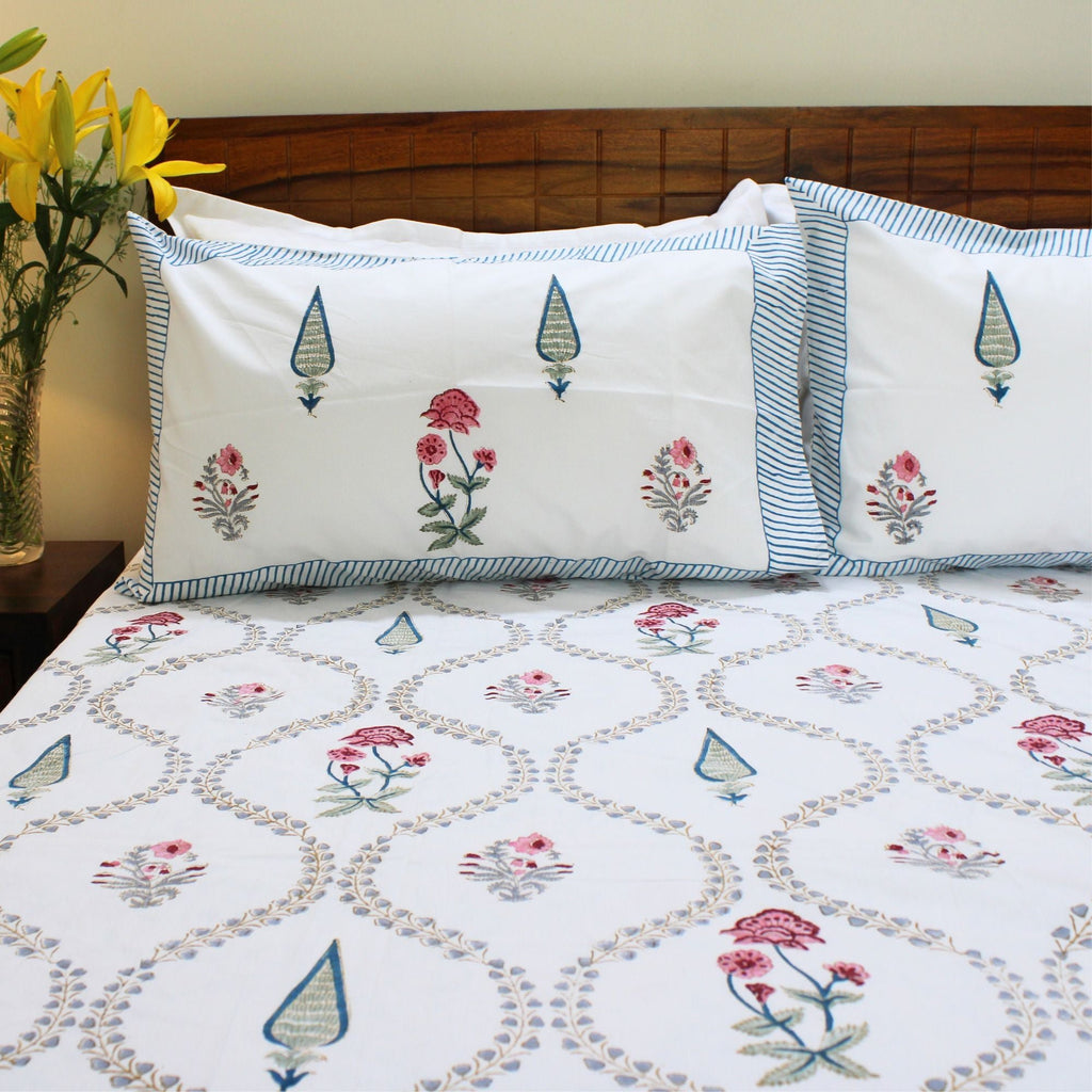 Laken | Katoenen handblok Garden Blooms | Set van 3