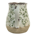 Decoratie Kan 1100 ml Groen Wit Keramiek Bladeren Waterkan