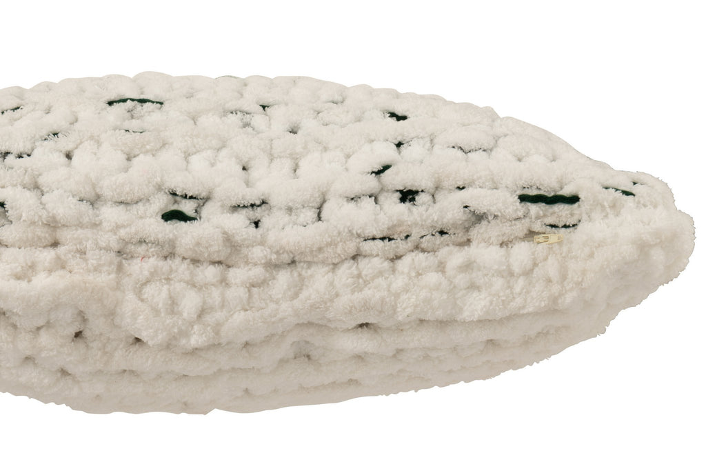 J-Line kussen wit/groen polyester