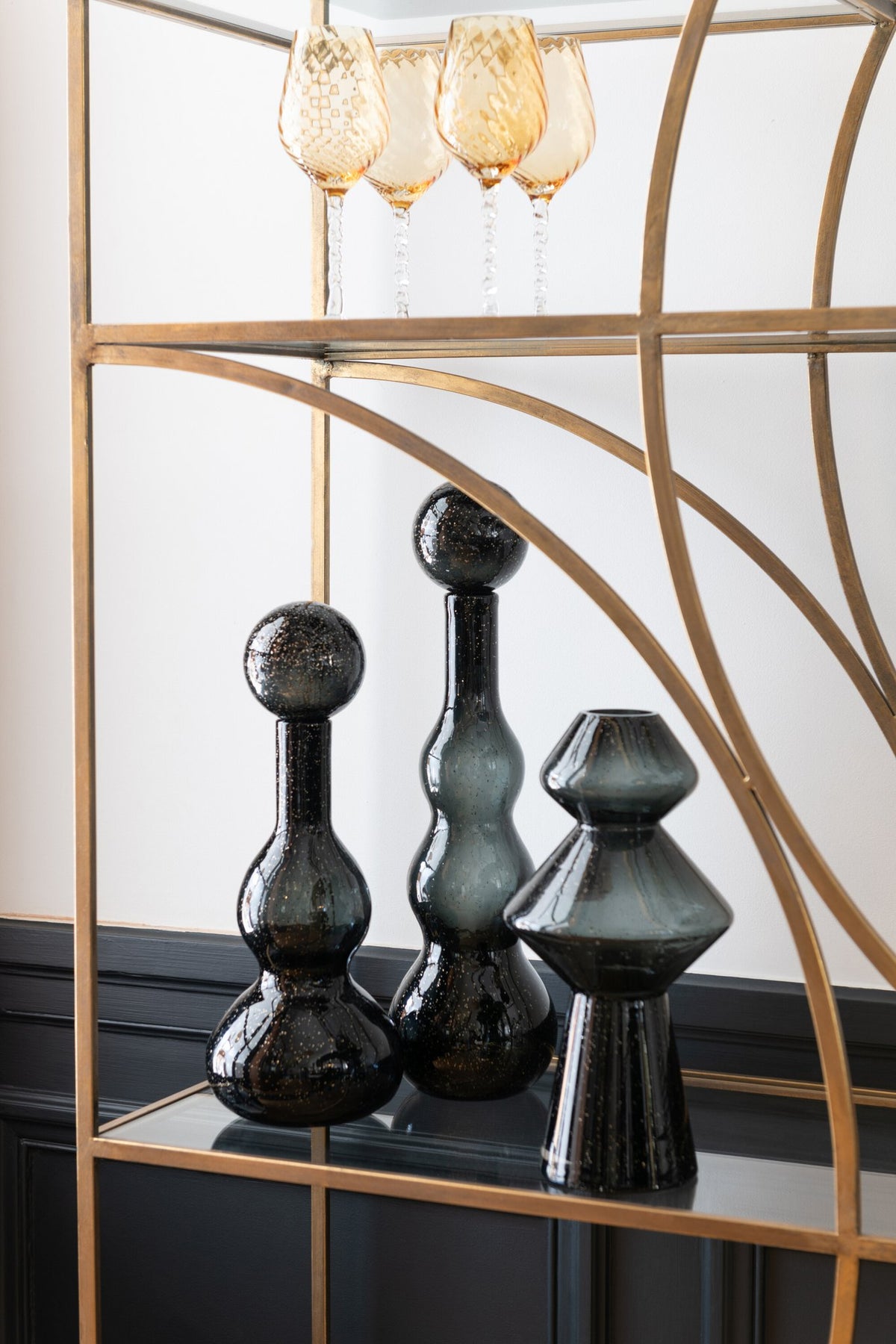 J-Line decoratoe Fles + Stop Carol - glas - zwart - large