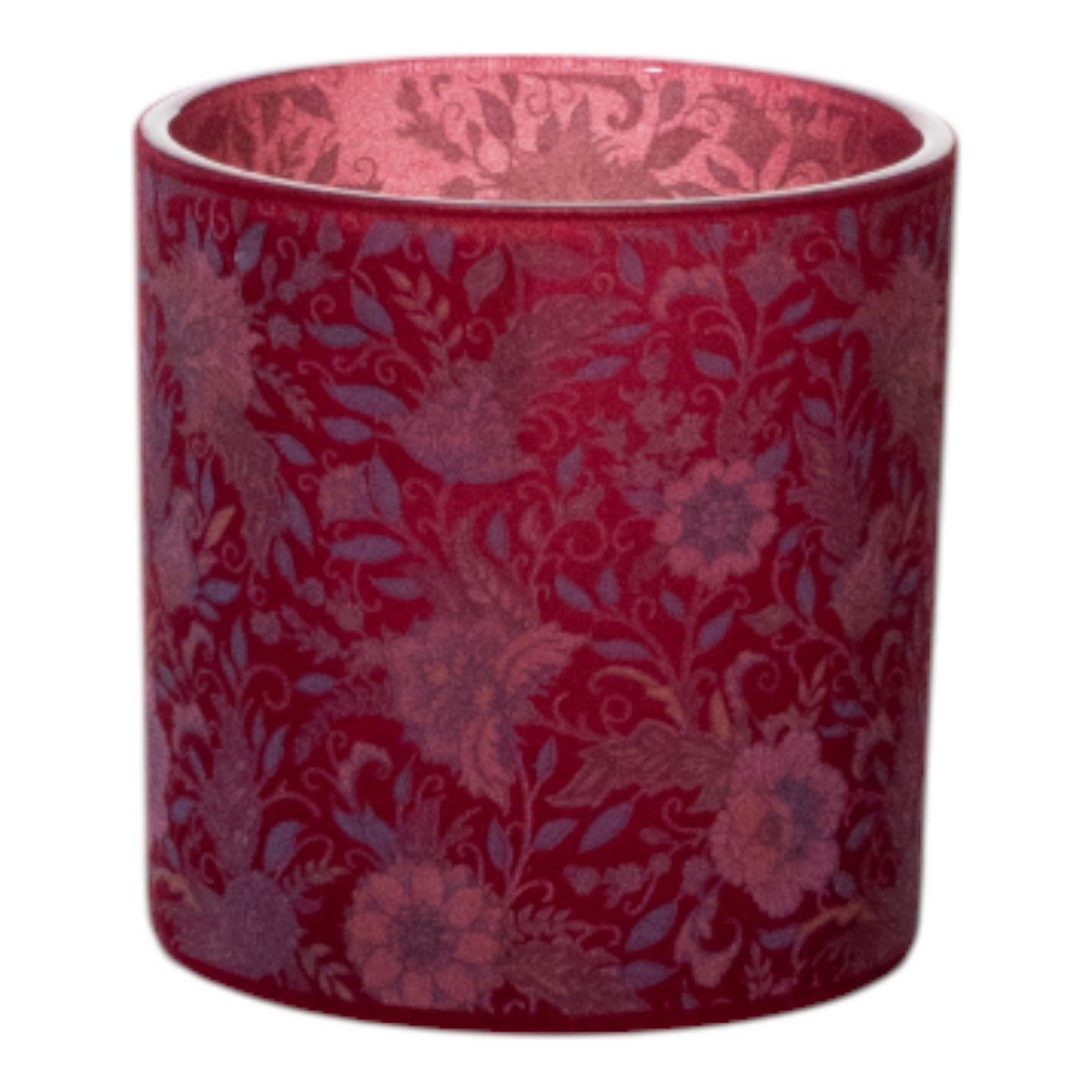 Theelichthouder fluwelen bloemen bordeaux medium 10cm