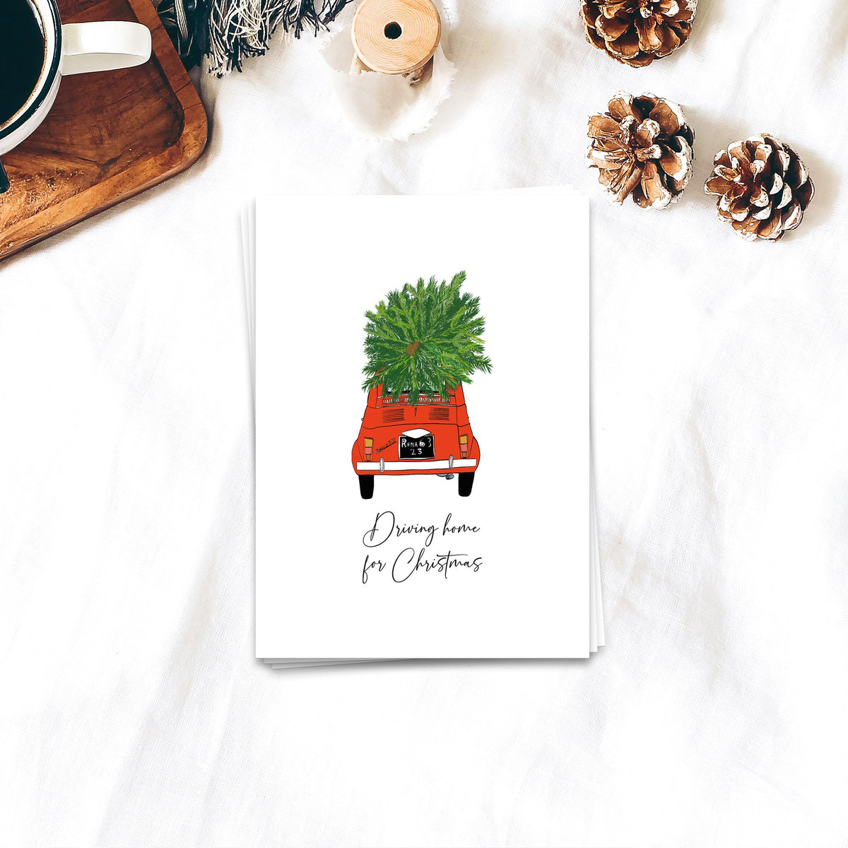 Rijden naar huis voor Kerstmis - Kerstkaart 10 set