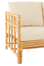 J-Line sofa Elise + kussen 2 Personen - rotan/textiel - naturel/wit
