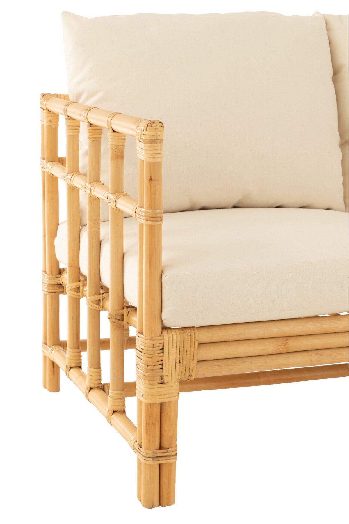 J-Line sofa Elise + kussen 2 Personen - rotan/textiel - naturel/wit