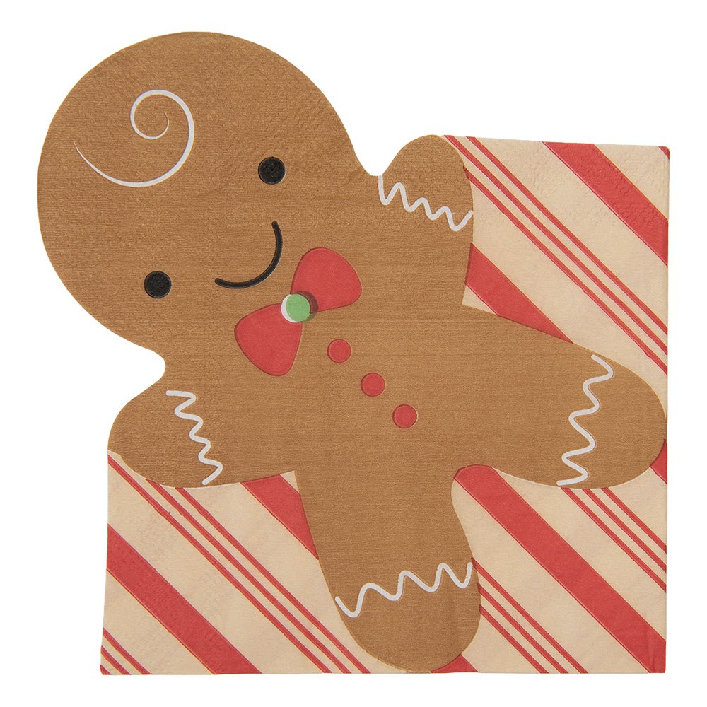 Servetten Papier Set van 20 Gingerbread man 33x33 cm Bruin Papier