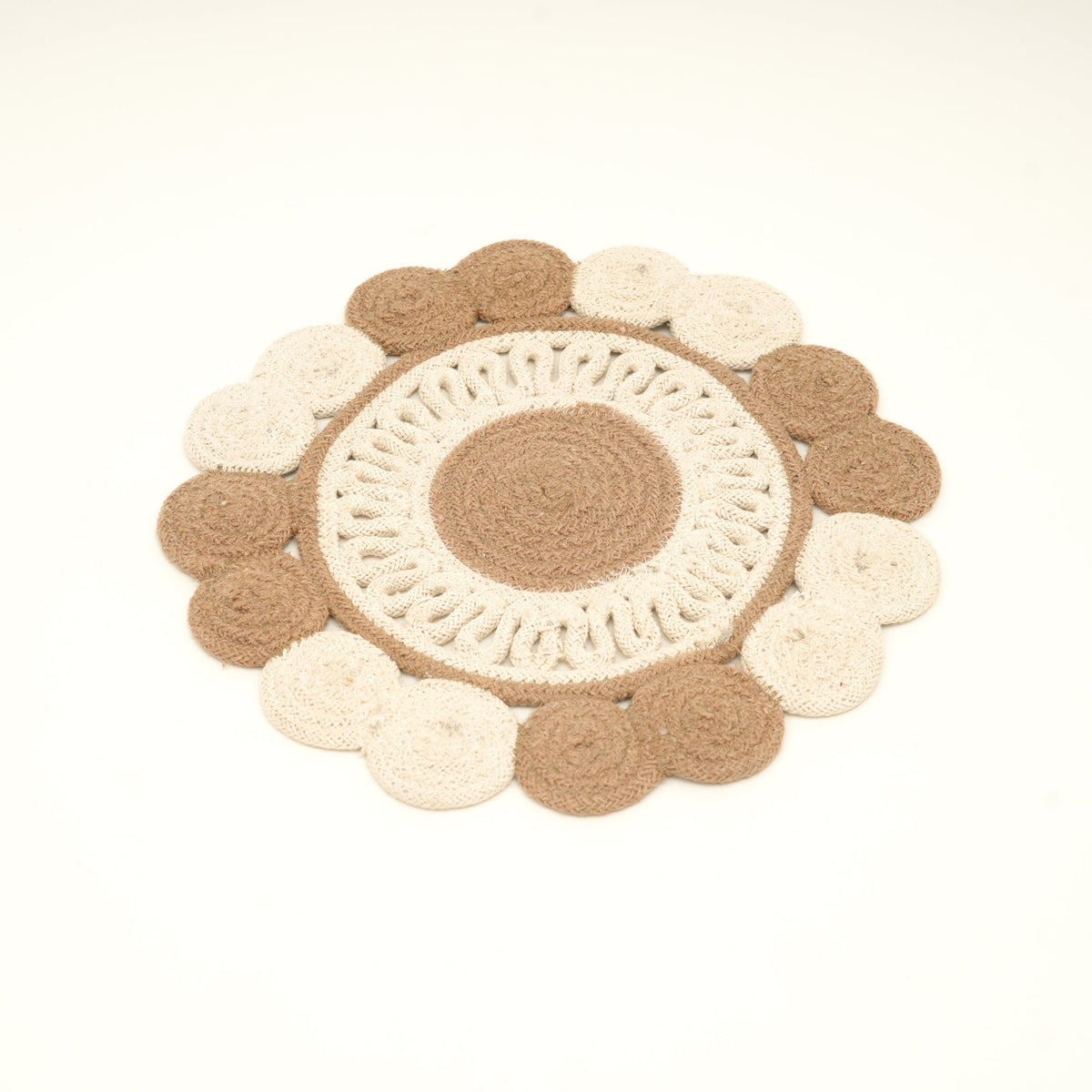 Beige katoenen gevlochten placemat – handgemaakte eetmat
