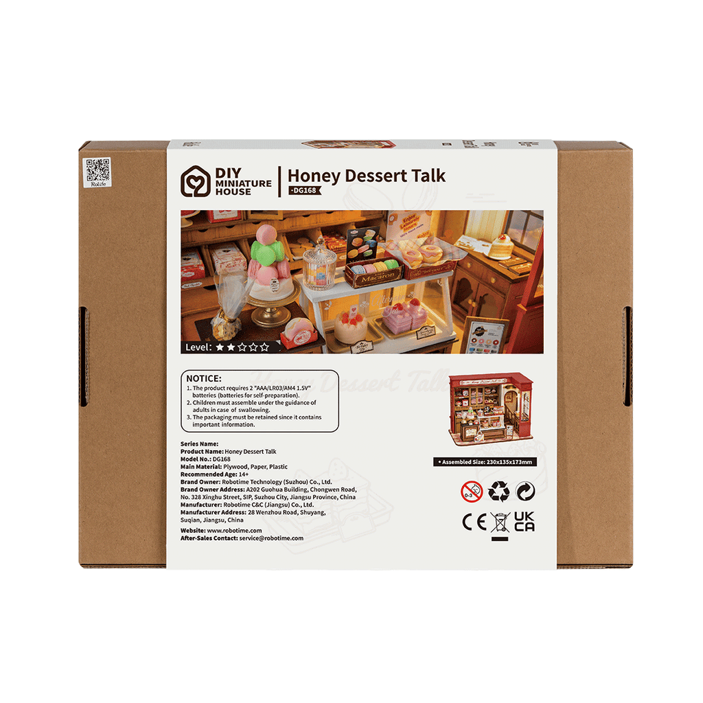 Robotime, DIY Huisje, Honey Dessert Talk met LED verlichting, DG168, 23x13,5x17,3cm
