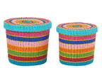 J-Line mand + deksel Gestreept - papier - mix - set van 2