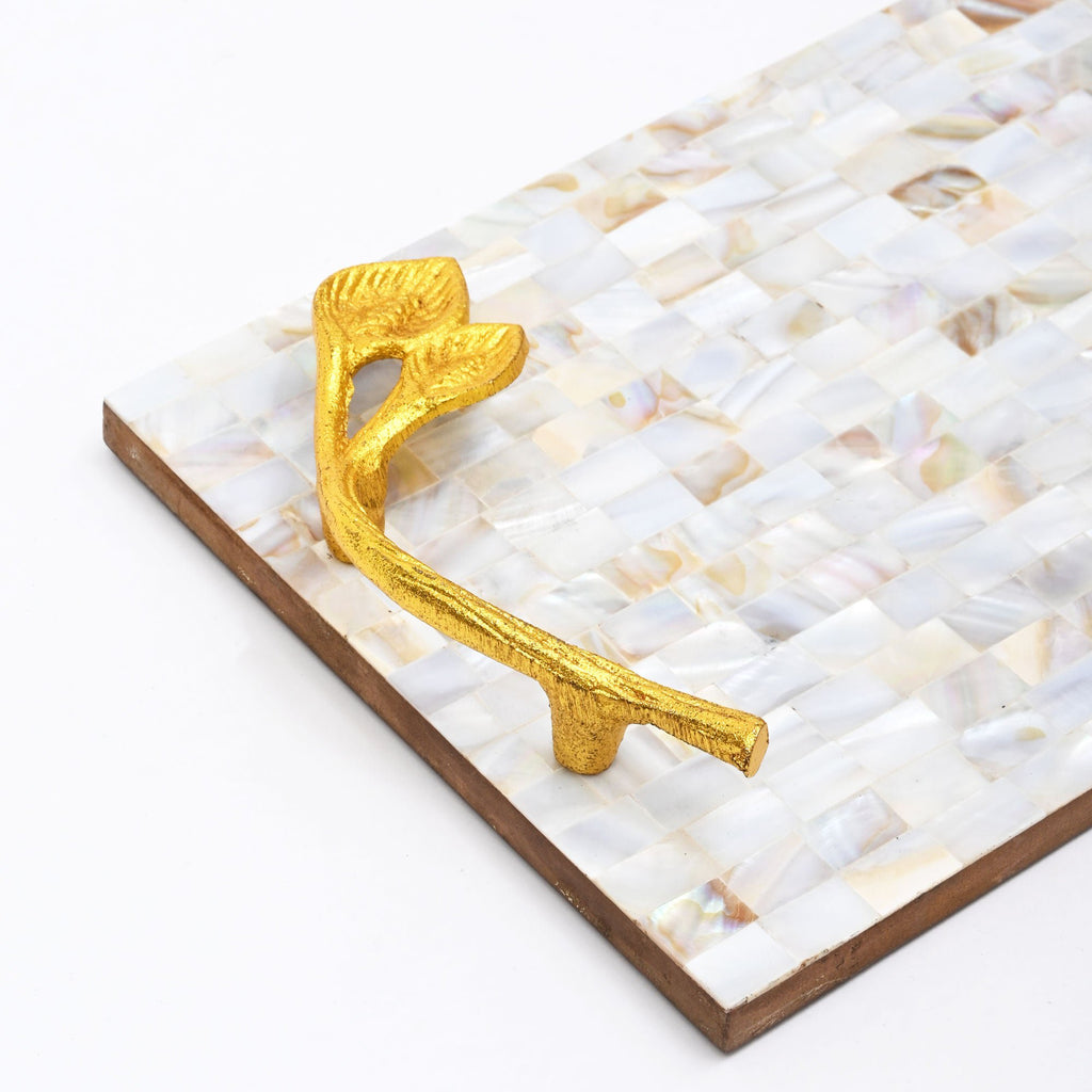 Decoratief dienblad - Handvatten van bladgoud - Parelmoerhars