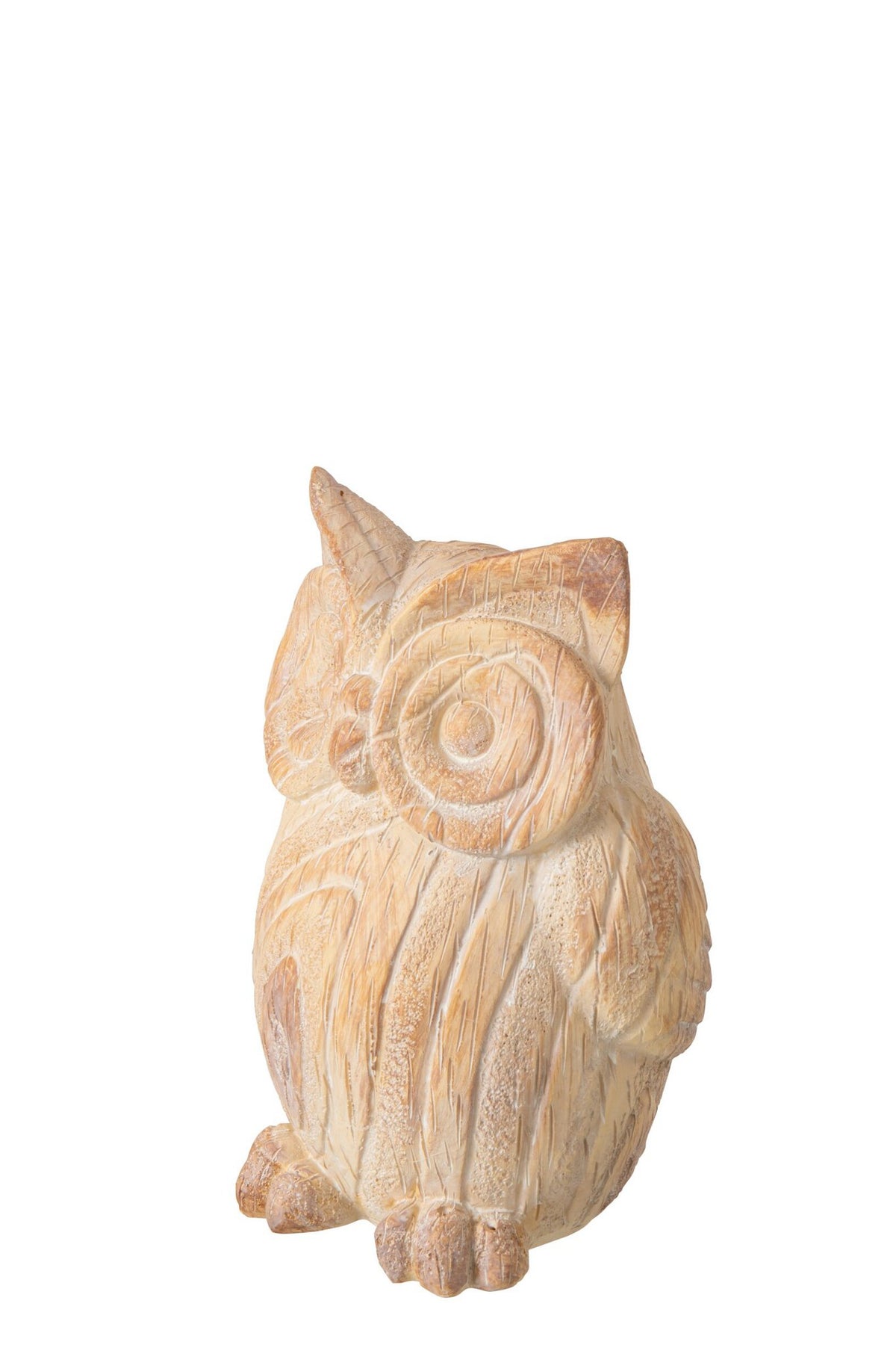 J-Line Uil met houtlook - polyresin - beige - small