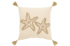 J-Line kussen Zeesterren + Kwasten - katoen - creme/beige