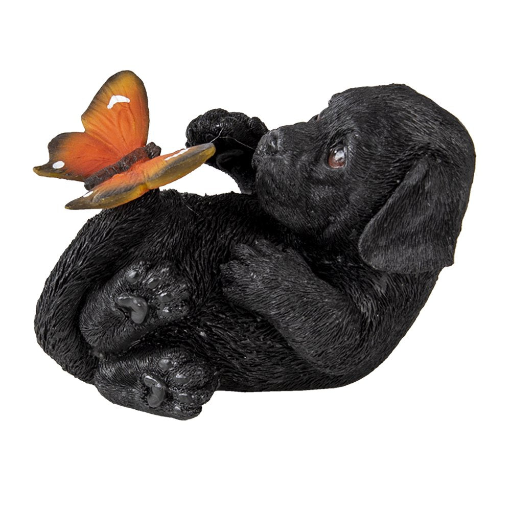 Beeld Hond 14x9x10 cm Zwart Polyresin