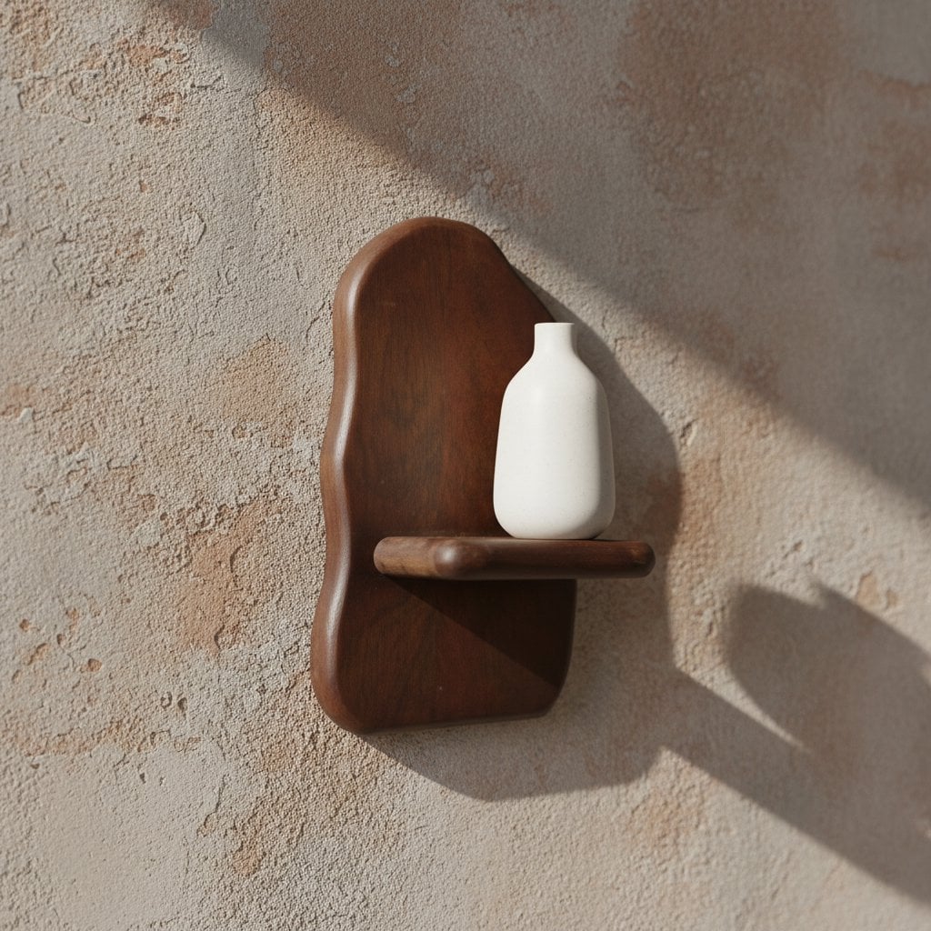 Bullnose mangohouten wandplank - 15x10x26 cm
