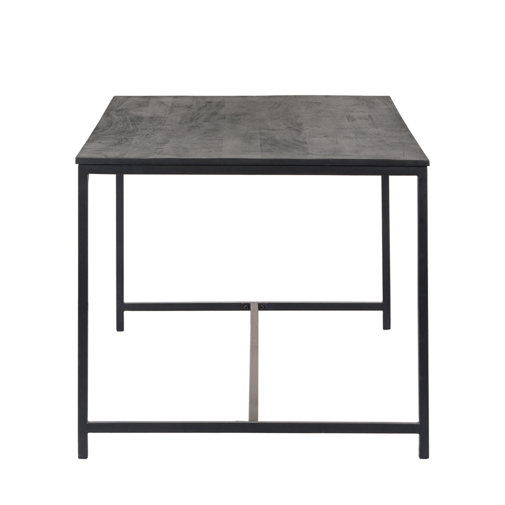 Moderne eettafel – zwart mangohout en houtskool metalen frame – industriële stijl