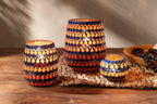 J-Line windlicht Mozaiek Druppel - glas - oranje/blauw - large