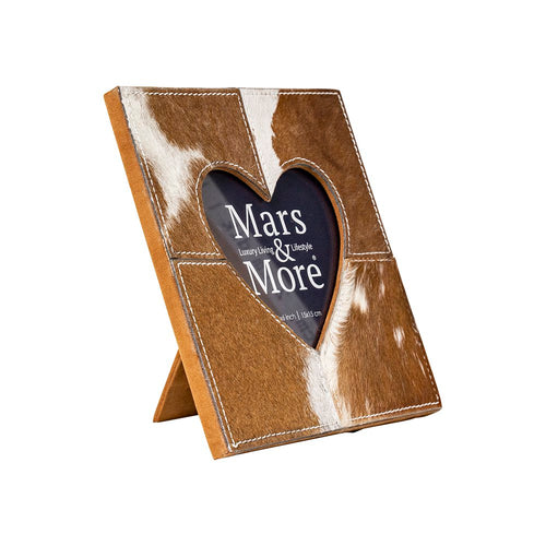 *fotolijst koe hart bruin/wit 20x20cm*