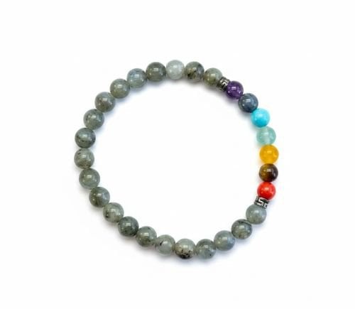 Dames armband Labradoriet 6 mm met Chakra kralen