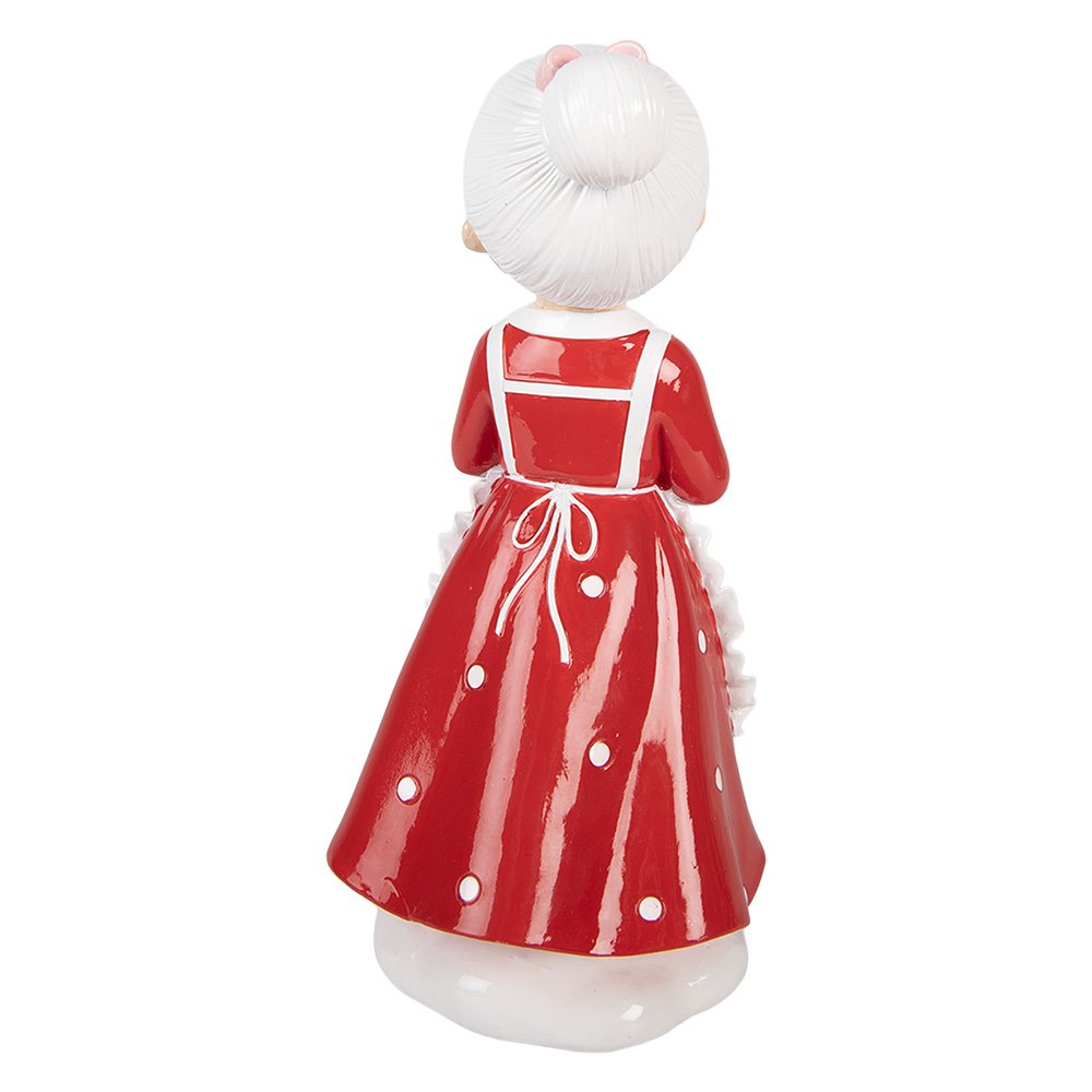Kerstdecoratie Beeld Kerstvrouw 10x10x20 cm Rood Kunststof