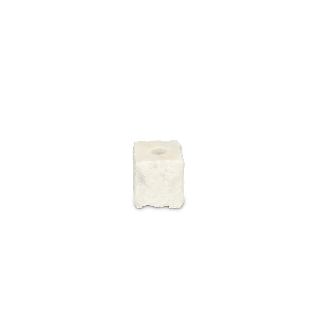 Kaarshouder 8x8xH8cm marmer wit Opus