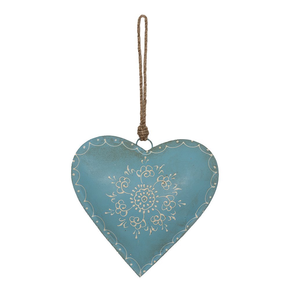 Kersthanger Hart 20x20 cm Blauw IJzer