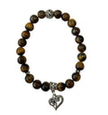 Dames armband Tijgeroog 8 mm met hart bedel