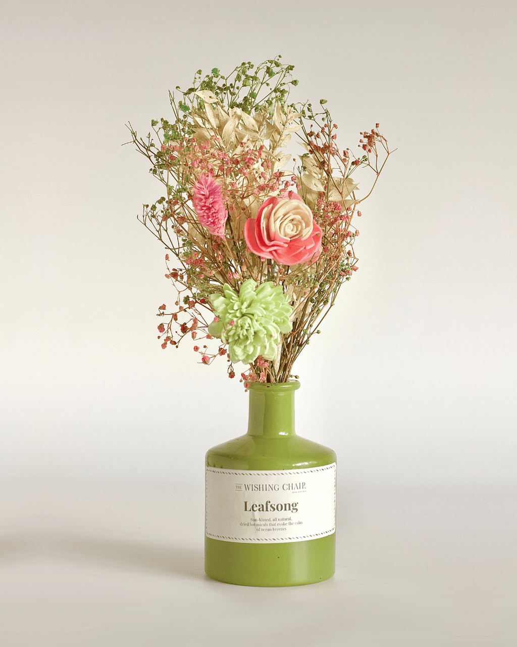 Keramische Vaas Met Gedroogde Botanische Bloemen - 28 cm H