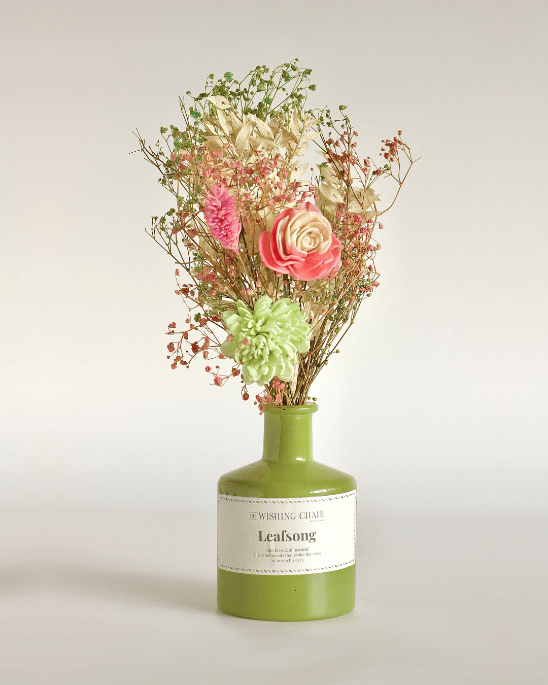 Keramische Vaas Met Gedroogde Botanische Bloemen - 28 cm H