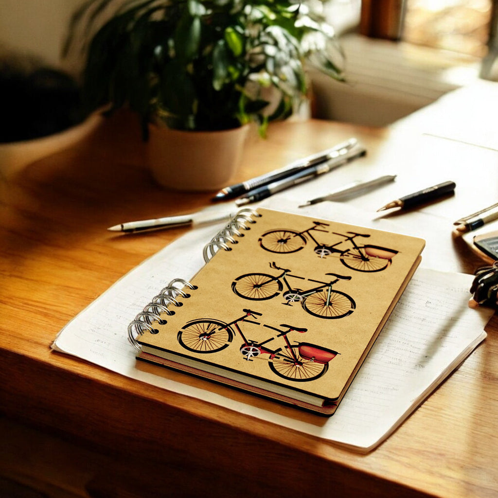 Duurzaam Houten Notitieboek Vintage Fietsen – Komoni