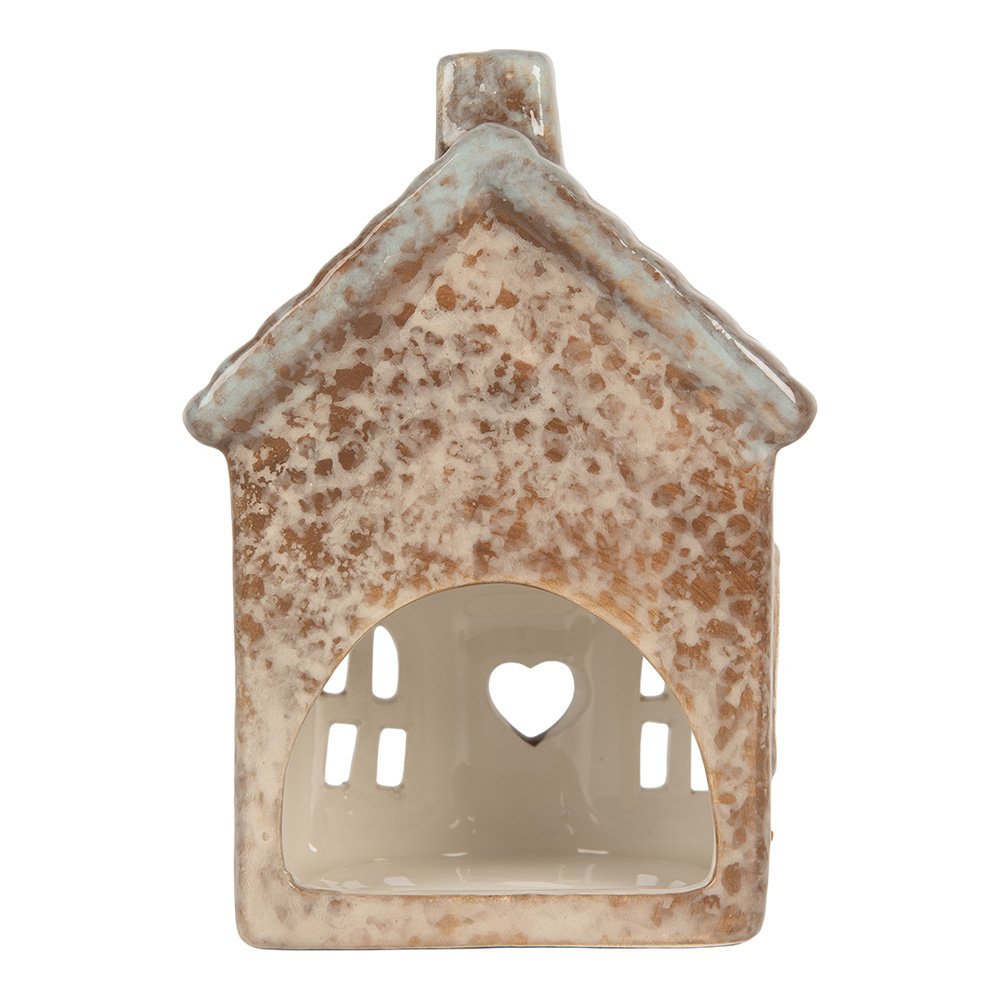 Waxinelichthouder Huis 9x6x13 cm Beige Keramiek
