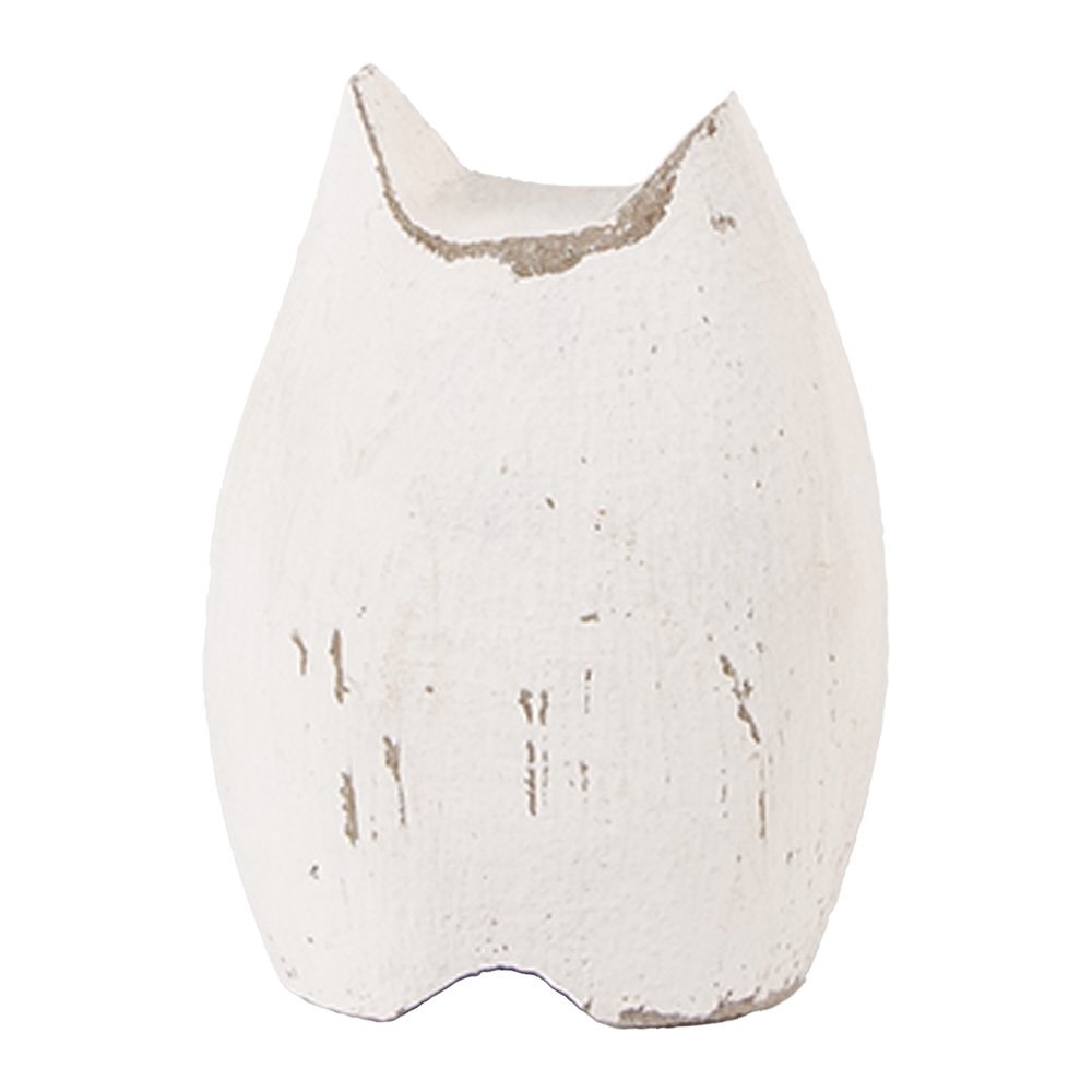 Decoratie beeld Kat 6x4x7 cm wit Bruin Hout