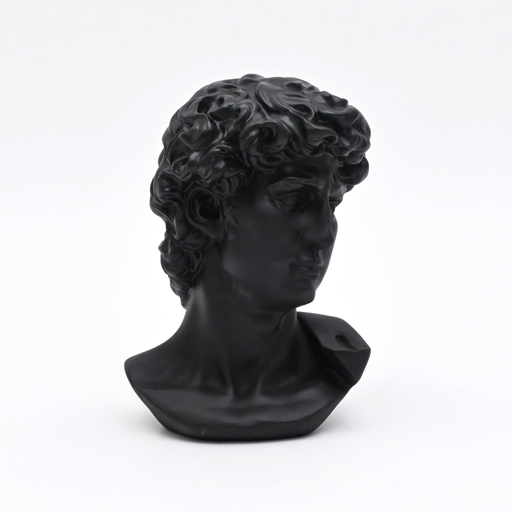 Black David Bust Statue – Klassiek geïnspireerd decoratief beeldhouwwerk voor tafelblad-styling