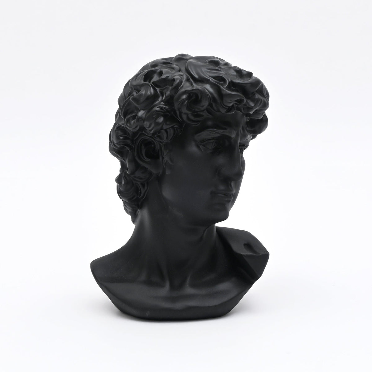 Black David Bust Statue – Klassiek geïnspireerd decoratief beeldhouwwerk voor tafelblad-styling