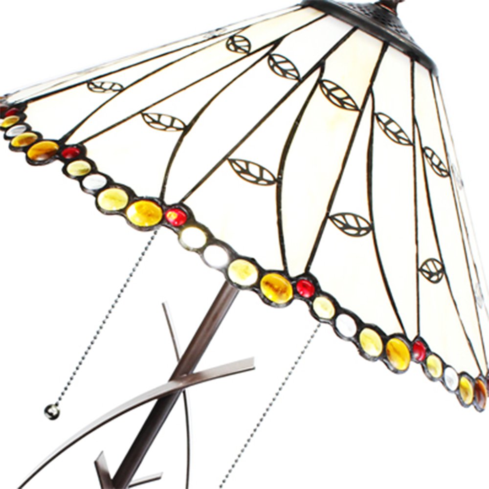 Tiffany Tafellamp Ø 41x68 cm Beige Glas Tiffany Bureaulamp