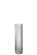 J-Line vaas Cylinder Lijnen - glas - transparant - medium - 30 cm hoog