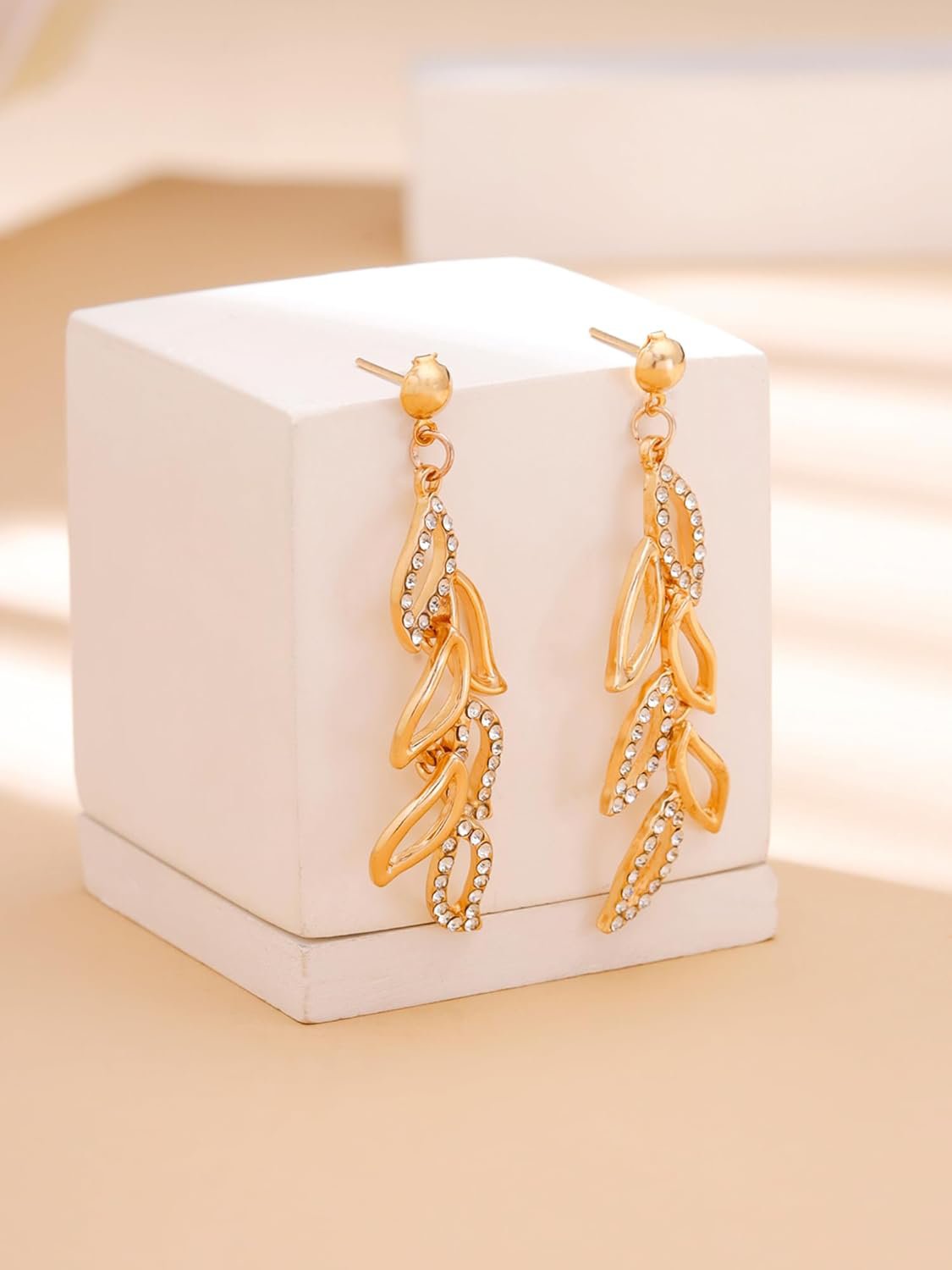 Veelkleurige kristallen en opalen oorbellen – mode-sieraden – roségoud verguld, ovaalvormig – klaar voor de detailhandel
