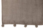 J-Line Plaid Pompon - polyester - taupe - 170 x 130 cm