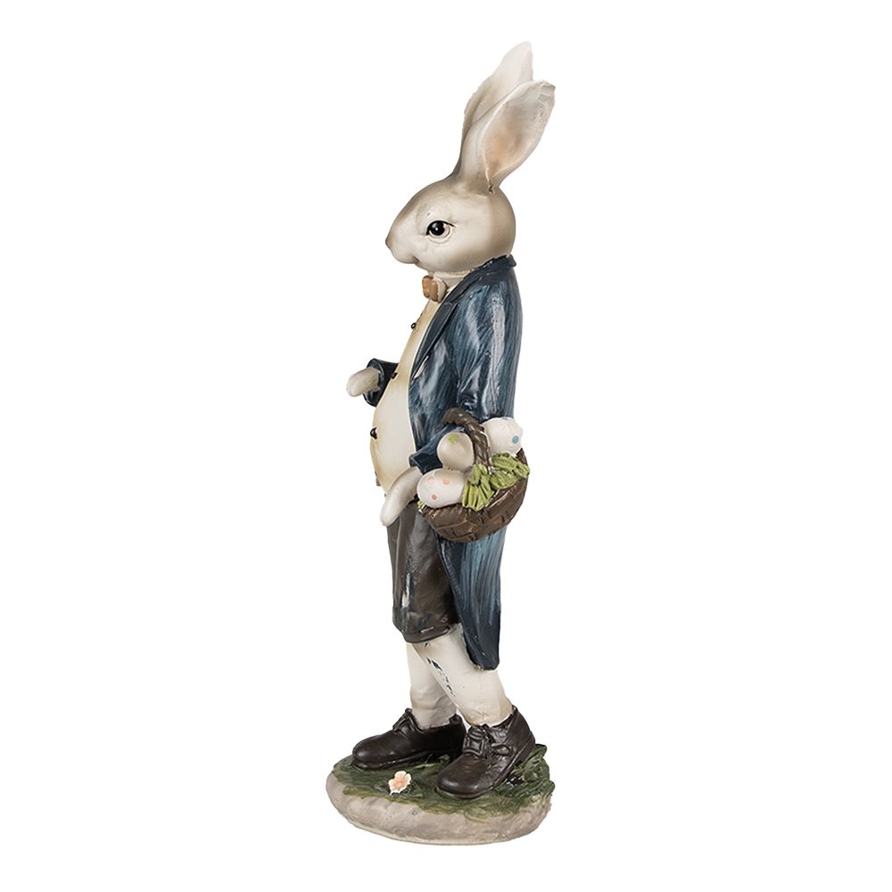 Beeld Konijn 25 cm Bruin Blauw Polyresin Paasdecoratie