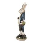 Beeld Konijn 25 cm Bruin Blauw Polyresin Paasdecoratie