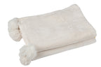 J-Line Plaid Pompon - polyester - crème - 170 x 130 cm