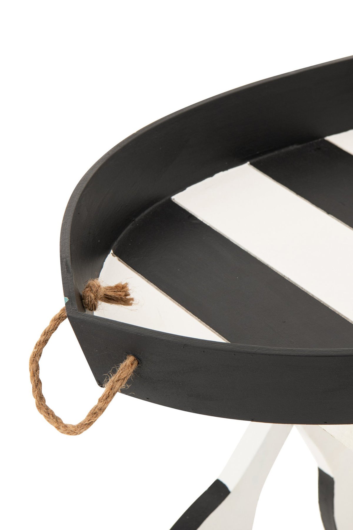 J-Line bijzettafel Boot Gestreept - hout - zwart/wit