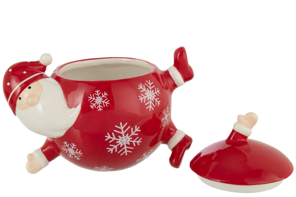 J-Line voorraadpot Kerstman Dolomiet - keramiek - wit/rood